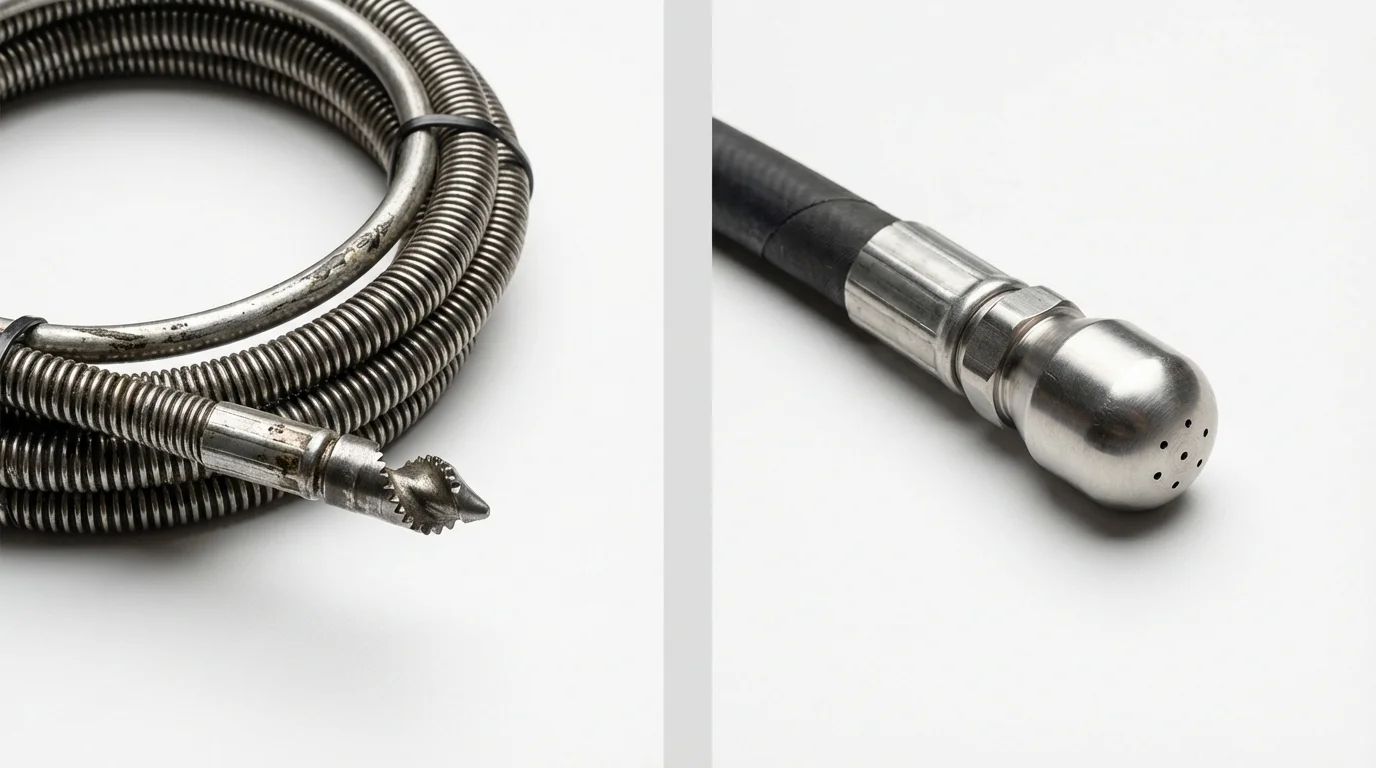 Drain snake cable and hydro jetting nozzle used for drain cleaning in Patillas, PR